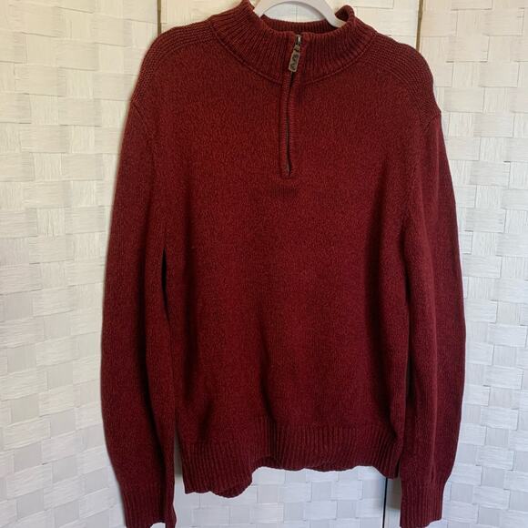 Eddie Bauer Men’s Quarter Zip maroon colored pullover men’s size XL - Picture 9 of 11